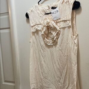 BCBG Cream Sleeveless Blouse with Ruffle Detail